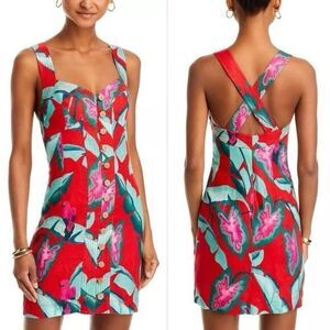 FARM Rio Summer Foliage Linen Mini Dress Size M